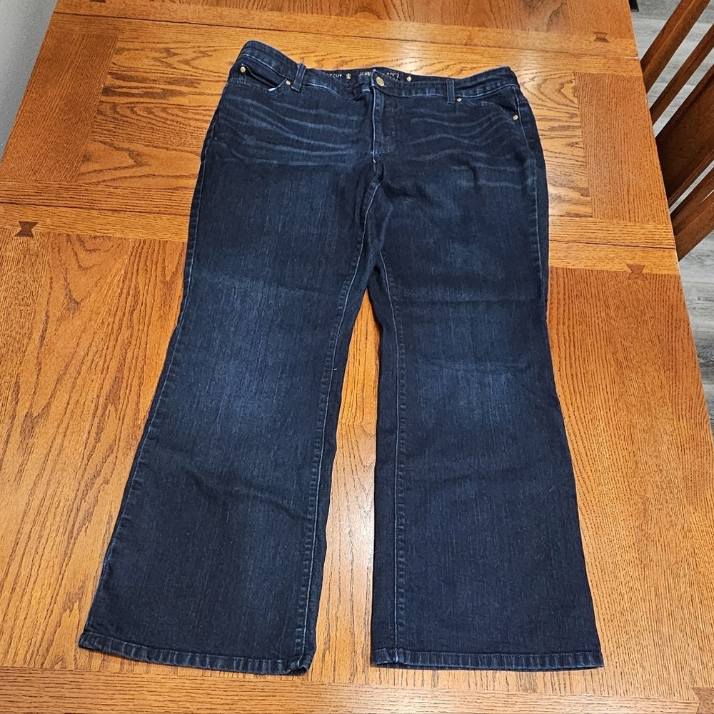 Jennifer Lopez Dark Denim Jeans with Gold Accents 18W Short - Picture 2 of 6